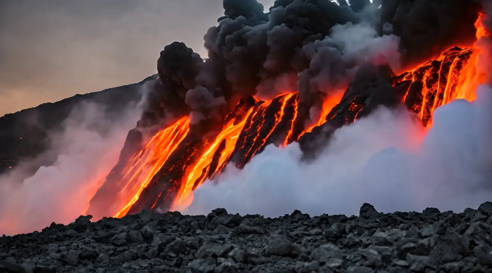 Erupting Volcano in Vivid Detail Artistic Stock Video
